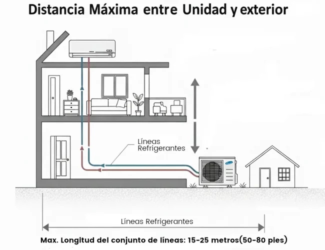 Distancia Máxima entre el Split y la Unidad Exterior